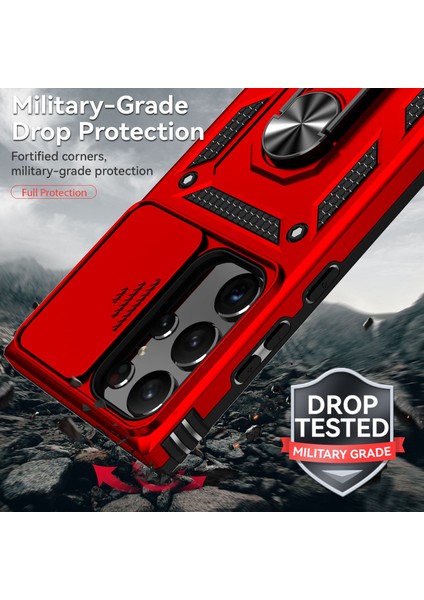 For Samsung Galaxy S23 Ultra Için Geri Kılıf, Slayt Kamera Koruyucu Tasarım Anti-Drop Pc + Tpu Koruyucu Telefon Kapağı Metal Ring Kickstand (Yurt Dışından) indirimleri