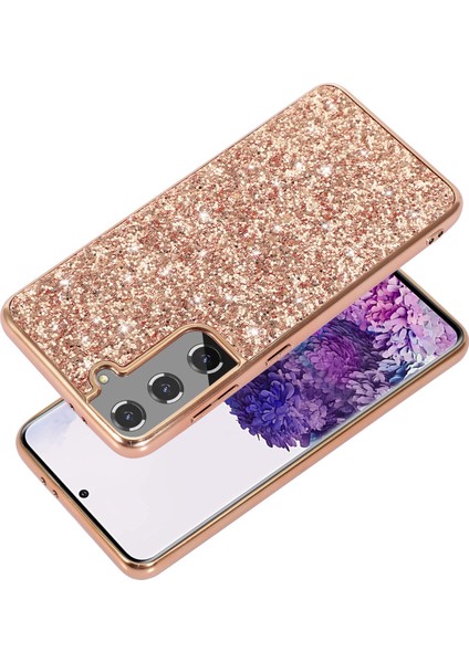 For Samsung Galaxy S23 Için Parlak Glitter Sequins Telefon Kılıf Anti-Fall Elektrokaplatma Tpu Çerçevesi Sert Pc Arka Kapak (Yurt Dışından)