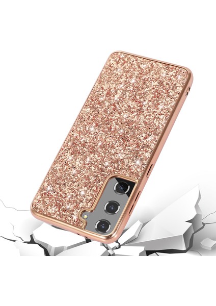 For Samsung Galaxy S23 Için Parlak Glitter Sequins Telefon Kılıf Anti-Fall Elektrokaplatma Tpu Çerçevesi Sert Pc Arka Kapak (Yurt Dışından)