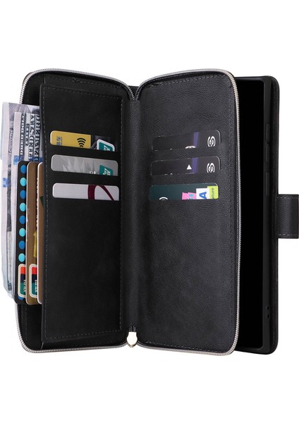 For Samsung Galaxy S23 Için Ultra Eller Serbest Stand Cüzdan Telefon Flip Case Pu Deri Manyetik 9 Kart Tutucu Yuvaları Zipper Cep Kapağı Kayışla (Yurt Dışından) indirimleri