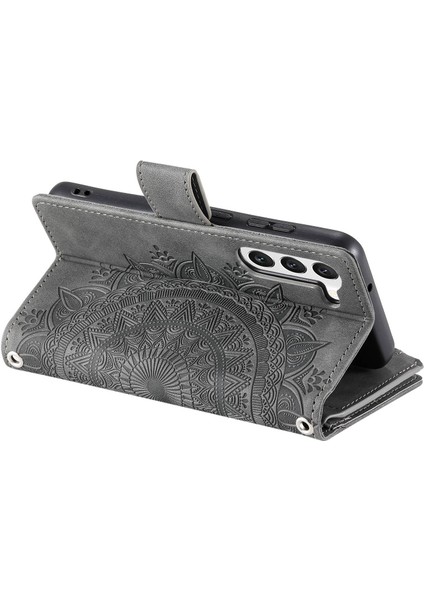 For Samsung Galaxy S23 Plus Için Fermuar Cep Telefonu Kılıfı, Mandala Çiçek Basılı Pu Deri Stand Kapağı Birden Fazla Kart Yuvası Cüzdan (Yurt Dışından) fırsatları