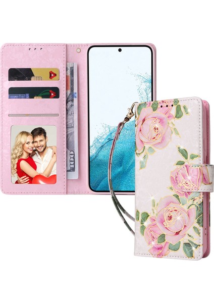 For Samsung Galaxy S23 Pu Deri Deri Şok Geçirmez Telefon Stand Kılıfı Şık Lake Rfıd Engelleme Cüzdan Kapağı (Yurt Dışından)