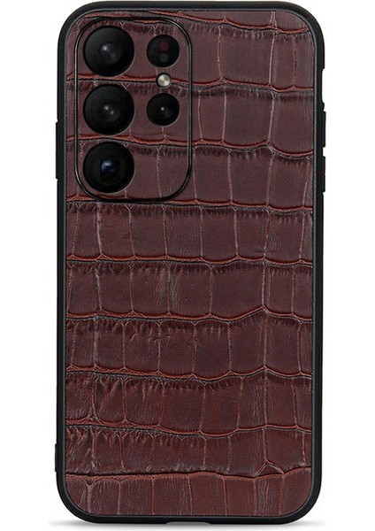 For Samsung Galaxy S23 Ultra 5g Orijinal Deri Timsah Doku Telefon Kılıfı Bırak-Kötü Cep Telefonu Arka Kapak (Yurt Dışından)