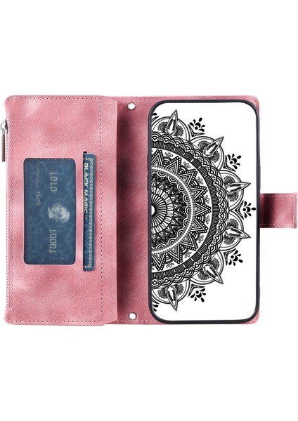 For Samsung Galaxy S23 Plus Için Fermuar Cep Telefonu Kılıfı, Mandala Çiçek Basılı Pu Deri Stand Kapağı Birden Fazla Kart Yuvası Cüzdan (Yurt Dışından) indirimleri