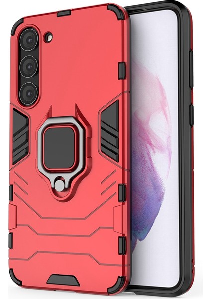 For Samsung Galaxy S23 Yüzük Tutucu Kickstand Hard Pc Yumuşak Tpu Hibrit Kılıf Anti-Drop Koruma Telefon Kapağı (Yurt Dışından)