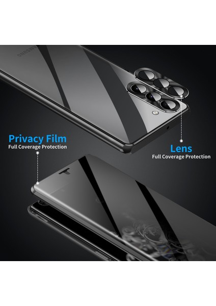 For Samsung Galaxy S23 Için+ Anti-Peep Telefon Geri Kapak Tek Taraflı Temperli Cam+ Pc Paneli Şok Geçirmez Telefon Kasası ve Manyetik Adsorpsiyon Metal Çerçevesi (Yurt Dışından) indirimleri
