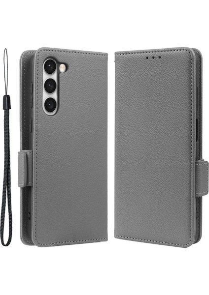 For Samsung Galaxy S23 Plus Için Sonbahar Anti Telefon Kılıfı, Litchi Doku Stand Standı Pu Deri Manyetik Toka Koruyucu Folyo Flip Telefon Kapağı (Yurt Dışından)