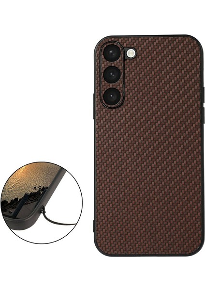 For Samsung Galaxy S23 Için Artı Parmak Izi Karbon Fiber Doku Telefon Kasası Pu Deri Kaplı Tpu Arka Kapak (Yurt Dışından) fiyatları