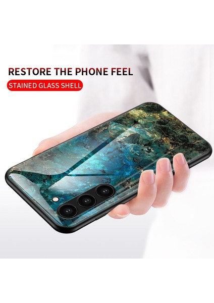 For Samsung Galaxy S23 Için Plus Mermer Desen Baskı Temperli Cam Geri Şok Geçirmez Pc +Tpu Çerçeve Çekmeye Dayanıklı Telefon Kapağı (Yurt Dışından) fiyatları