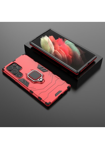 For Samsung Galaxy S23 Ultra 5g Için Çizgiye Döküm Anti Telefon Kılıfı, Yüzük Tutucu Kickstand Koruyucu Telefon Kapağı (Yurt Dışından) fırsatları