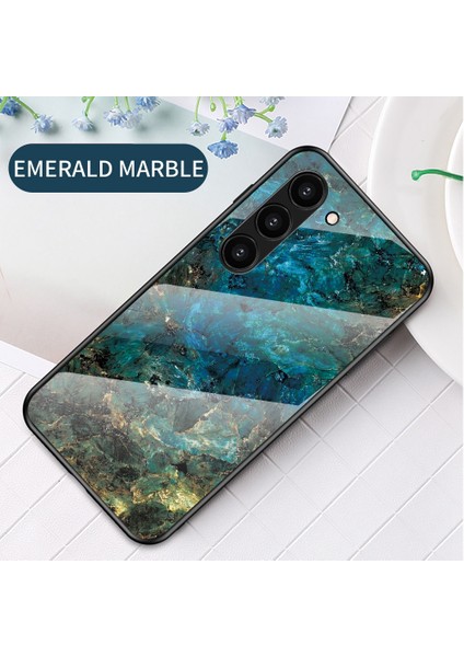 For Samsung Galaxy S23 Için Plus Mermer Desen Baskı Temperli Cam Geri Şok Geçirmez Pc +Tpu Çerçeve Çekmeye Dayanıklı Telefon Kapağı (Yurt Dışından) modelleri