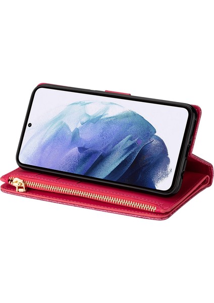 For Samsung Galaxy S23 Için Plus Kart Tutucu Damla Geçirmez Telefon Kapağı Lazer Oyma Glittery Yıldızlı Tarz Fermuar Cüzdan Stand Deri Telefon Kılıfı Kayış (Yurt Dışından) fiyatları