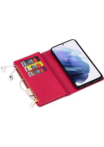 For Samsung Galaxy S23 Için Plus Kart Tutucu Damla Geçirmez Telefon Kapağı Lazer Oyma Glittery Yıldızlı Tarz Fermuar Cüzdan Stand Deri Telefon Kılıfı Kayış (Yurt Dışından) indirimleri