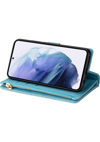 For Samsung Galaxy S23 Için Plus Kart Tutucu Damla Geçirmez Telefon Kapağı Lazer Oyma Glittery Yıldızlı Tarz Fermuar Cüzdan Stand Deri Telefon Kılıfı Kayış (Yurt Dışından) fiyatları