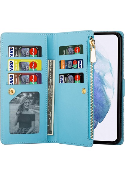 For Samsung Galaxy S23 Için Plus Kart Tutucu Damla Geçirmez Telefon Kapağı Lazer Oyma Glittery Yıldızlı Tarz Fermuar Cüzdan Stand Deri Telefon Kılıfı Kayış (Yurt Dışından) fırsatları