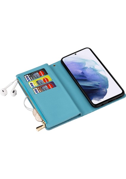 For Samsung Galaxy S23 Için Plus Kart Tutucu Damla Geçirmez Telefon Kapağı Lazer Oyma Glittery Yıldızlı Tarz Fermuar Cüzdan Stand Deri Telefon Kılıfı Kayış (Yurt Dışından) indirimleri
