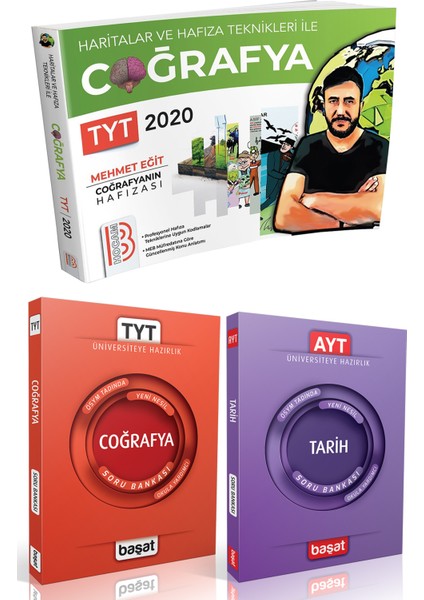 TYT Coğrafya+Başat TYT Coğrafya Soru Bankası+Başat AYT Tarih Soru Bankası