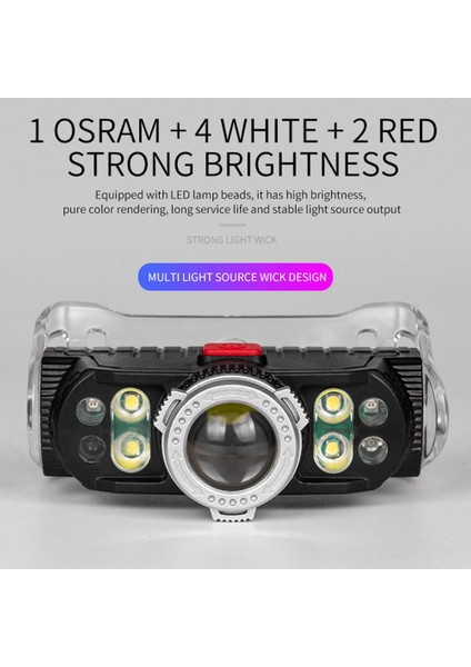 Super Parlak Yeniden Yüklenebilir LED Headlamp Super Bright 7 Lamp Beads Headlight Water-Proof Fishing Light Work Light With Magnet (Yurt Dışından)