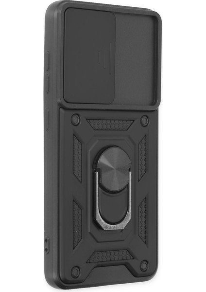 Samsung Galaxy S21 Fe Uyumlu Kılıf Sürgülü Kamera Korumalı Yüzüklü Armor Military Tank - Siyah fiyatları