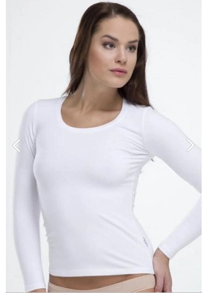 1038 Kadın Modal Açık Yaka Uzun Kol Body