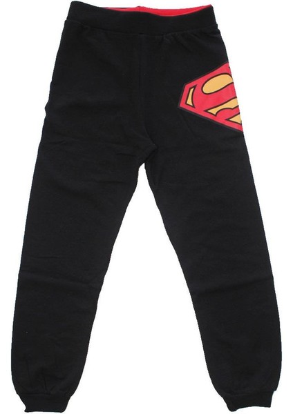 Erkek Çocuk Siyah Süperman Baskılı Tek Alt Eşofman