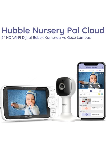 Nursery Pal Cloud 5" Hd Wi-Fi Dijital Bebek Kamerası + Gece Lambası