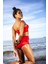 Kırmızı Yüksek Bel Bikini Alt Üst Takım 2