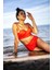 Kırmızı Yüksek Bel Bikini Alt Üst Takım 3