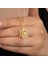 Gümüş Gold Beyaz Taşlı Lotus Çiçeği Kadın Kolye 3