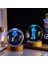 Işıklı Ahşap Kaideli Aya Çıkan Astronot Cam Küre 8cm*6cm 2
