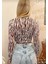 Zebra Desenli Belden Çapraz Bağlamalı Kahverengi Crop Bluz 3