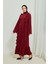 Fırıfır Detaylı Tesettür Elbise Abaya BRC11M01 Bordo 1