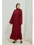 Fırıfır Detaylı Tesettür Elbise Abaya BRC11M01 Bordo 2