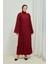 Fırıfır Detaylı Tesettür Elbise Abaya BRC11M01 Bordo 3