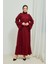 Fırıfır Detaylı Tesettür Elbise Abaya BRC11M01 Bordo 4