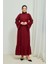 Fırıfır Detaylı Tesettür Elbise Abaya BRC11M01 Bordo 5