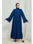 Fırıfır Detaylı Tesettür Elbise Abaya BRC11M01 Indigo 3