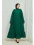 Fırıfır Detaylı Tesettür Elbise Abaya BRC11M01 Zümrüt 1