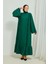 Fırıfır Detaylı Tesettür Elbise Abaya BRC11M01 Zümrüt 2