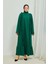 Fırıfır Detaylı Tesettür Elbise Abaya BRC11M01 Zümrüt 4