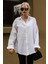 Beyaz Muslin Kumaş Basic Kadın Gömlek MG1660 3