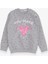 Kız Çocuk Sweatshirt Simli Kalp Baskılı 2-6 Yaş, Gri Melanj 1