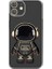 Casestreet Apple iPhone 12 Kılıf Kamera Korumalı Astronot Standlı Desenli Standlı Silikon Siyah 1