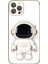Apple iPhone 12 Pro Max Kılıf Kamera Korumalı Astronot Standlı Desenli Standlı Silikon Beyaz 1