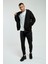 Siyah Kapüşonlu, Fermuarli Erkek Sweatshirt 6