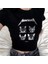 Meow'Tallica Baskılı Siyah Crop 1