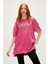 Re-Finger Recycle Fuşya Pembe T-Shirt Baskılı Kadın Tişört10 4