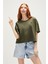 Lara Oversize T-Shirt Haki Yeşil Basic Kadın Tişört10 5