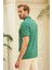 Erkek Slim Fit Düz Polo Yaka T-Shirt Yeşil 5