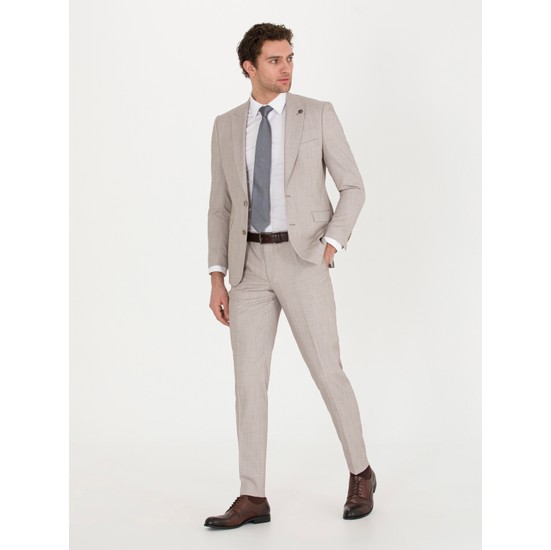 Pierre Cardin Erkek Açık Kahverengi Slim Fit Takım Elbise 50270129-VR002